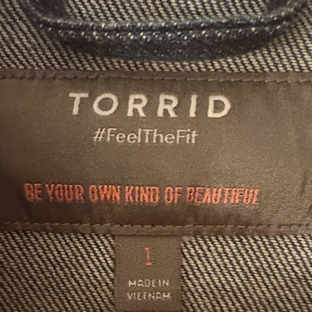 Torrid Distressed Dark Blue Jean Jacket - Picture 2 of 4